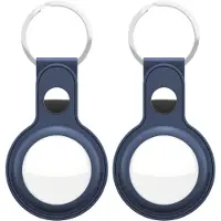 KEYBUDZ - Leather Keyring for AirTag 2-pack (Color: Cobalt Blue)
