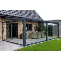 Terrasse2000 500 x 200cm Aluminium Kaltwintergarten Cuxhaven Anthrazit mit VSG Glas