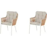 Hartman Cairo Twisted Wicker Dining Stuhl mit weißem Gestell inkl. Sitz- und Rückenkissen