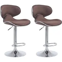 CLP 2er Set Barhocker Las Vegas V2 Stoff mit Fußstütze | Farbe braun Gestell Farbe chrom
