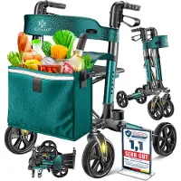 Kesser Rollator Aluminium faltbar, höhenverstellbar & bis 136 kg belastbar