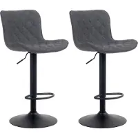 CLP 2er Set Barhocker Emma höhenverstellbar und 360 drehbar | Farbe schwarz Material Stoff