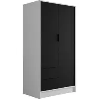 ALTDECOR Kleiderschrank mit Flügeltüren, Garderobenschrank mit viel Stauraum, Vielseitiger Drehtürenschrank, Schrank KOLIN 100x200 cm Weiß Schwarz