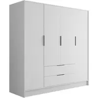 ALTDECOR Kleiderschrank mit Flügeltüren, Garderobenschrank mit viel Stauraum, Vielseitiger Drehtürenschrank, Schrank KOLIN 200x200 cm Weiß Weiß