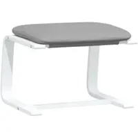 Décoshop26 - Fußhocker 51 x 41 x 40 cm grauer Stoff und Birkenholz DEC030224