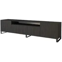 ALTDECOR TV-Schrank KITO-S mit Gefrästen Fronten 200x53x41 Lowboard, TV Möbel, TV Cabinet, Fernsehtisch, Fernseher Schrank, TV Kommode, TV Tisch, TV Sideboard, TV Board - Schwarz