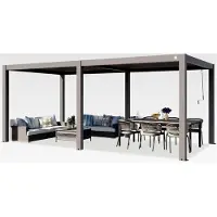 Markenlos Pergola 3x6 m Aluminium Pfosten mit Lamellendach in Grau