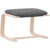 Décoshop26 - Fußhocker 51 x 41 x 40 cm Gestell aus Birkenholz und grauer Stoff DEC030298 DEC030298