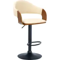 CLP Barhocker Nilse Kunstleder mit Holzsitzschale walnuss/schwarz Gestell Farbe schwarz