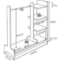 VCM Kleiderständer H. 124 x B. 106 x T. 35 cm mit Regal & Kleiderstange Offene Garderobe für Schlafzimmer Flur Ankleide - Lempu L