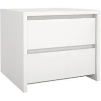 Wellhome - Nachttisch mit 2 Schubladen in der Farbe Weiß 52 x 49 x 46 cm - Júcar White