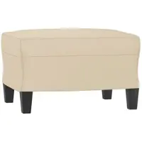 Décoshop26 - Fußhocker 60 x 50 x 41 cm cremefarbener Mikrofaserstoff und Sperrholz DEC030147 DEC030147
