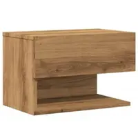 Décoshop26 - Wandmontierter Nachttisch mit Schublade und Ablage 46 x 29,5 x 30 cm Holzwerkstoff Eichenfarbe DEC034244