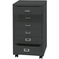 Décoshop26 - Büroschrank mit Schubladen 75 x 40 x 41 cm 6 Schubladen dunkelgrauer Stahl 04_0008273