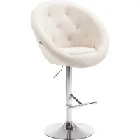 CLP Barhocker London V2 Stoff drehbar und höhenverstellbar | Farbe creme Gestell Farbe chrom
