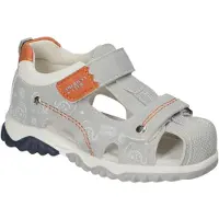 American Club XD191, Kinder Sandalen geschlossen Klettverschluss Leder-Einlegesohle bequem, Grau 28
