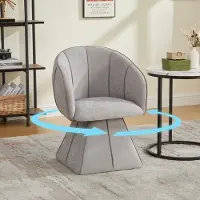 MODFU Einzelner Drehstuhl Polsterstuhl mit hoher Rückenlehne ergonomisches Design Muschelform Chenille Loungesessel geeignet für Erwachsene und Jugendliche Grau