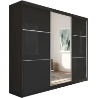 Beautysofa Schrank mit Schwebetüren VIVA 240cm - Kleiderschrank mit Schubkasteneinsätze & Kleiderstangen (Schwarz)