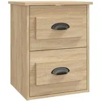 Décoshop26 - Wandmontierter Nachttisch mit zwei Schubladen 41,5 x 36 x 53 cm Eichenholzwerkstoff DEC034286