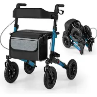 Northix Faltbarer Leichtgewicht-Rollator mit Luftbereifung, Aluminium, 140 kg Tragkraft