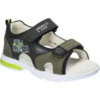 American Club XD190, Kinder Sandalen Klettverschluss Leder-Einlegesohle leicht bequem, Grun 28