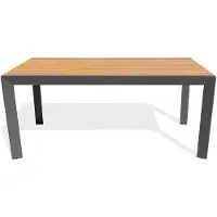 DCB Groupe Gartentisch aus Aluminium mit Tischplatte in Holzoptik – Anthrazitgrau