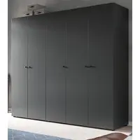 Inn.Furn Kleiderschrank "Carter" in grau Drehtürenschrank 5-türig 200 x 176 cm