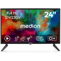 Medion 59,9 cm (24 Zoll) Full HD Fernseher (perfekt für Camping Wohnmobil LKW Garten, 12V KFZ Car-Adapter, Triple Tuner Receiver, HDMI, USB, MD 824000)