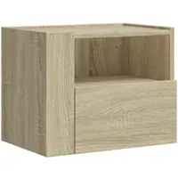 Décoshop26 - Wandmontierter Nachttisch mit Schubladen 45 x 30 x 35 cm Holzwerkstoff Eichenfarbe DEC034288