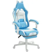HOMCOM Gaming-Stuhl, ergonomischer Gamer-Stuhl, Lendenwirbelstütze, Fußstütze