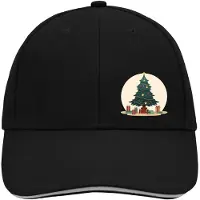 Hellweg Druckerei Huuraa Cappy Mütze Weihnachtsbaum Tannenbaum Black/Light Grey Baumwolle 6-Panel Kappe Geschenkidee