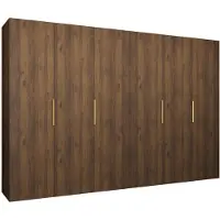 MEBLE KRYSPOL , Kleiderschrank, Schrank 300 cmx202x52, Warmia-Nuss, Gold