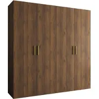 MEBLE KRYSPOL Schrank 200x202x52 cm mit Kleiderstange, 4xTür, BARI, Warmia-Nuss, Griff Gold