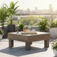 Dmora Ionia - Outdoor-Tisch, 65x65x29h cm, Nussbraun, 4 Plätze