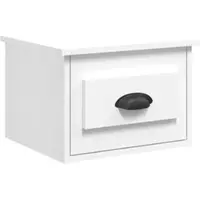 Décoshop26 - Wandmontierter Nachttisch mit Schublade 41,5 x 36 x 28 cm weißes Holzwerkstoff DEC034224