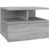 Décoshop26 - Wandmontierter Nachttisch mit Schublade und offenen Fächern 40 x 31 x 27 cm aus grauem Holzwerkstoff DEC033931