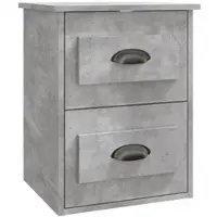 Décoshop26 - Wandmontierter Nachttisch mit zwei Schubladen 41,5 x 36 x 53 cm graues Holzwerkstoff DEC034298