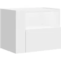 Décoshop26 - Wandmontierter Nachttisch mit Schublade und offenem Fach 45 x 30 x 35 cm weißes Holzwerkstoff DEC034227