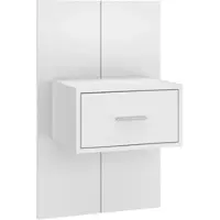 Décoshop26 - Wandmontierter Nachttisch mit Schublade 48,5 x 32,5 x 80 cm weißes Holzwerkstoff DEC034217