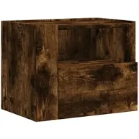 Décoshop26 - Wandmontierter Nachttisch mit Schublade und offenem Fach 45 x 30 x 35 cm braunes Holzwerkstoff DEC034260