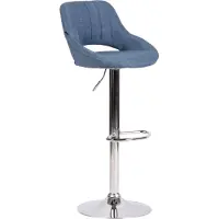 CLP Barhocker Milet Stoffbezug höhenverstellbar drehbar mit Rückenlehne blau Gestell Farbe chrom