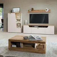 Lomadox Wohnzimmer-Set in Kaschmir & Eiche mit Couchtisch, 4-teilig - CARMONA-129