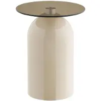 Ebuy24 Solveig Eckbord Ø40cm beige, grau.