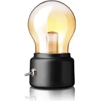 Aibecy Vintage Gluehbirne Nachtlicht Energiesparlampe Lampe Retro Tischlampe Nachttischlampe Metall Kippschalter Glas Lampenschirm Dekorative LED Gluehbirne