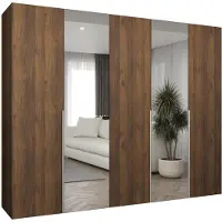 MEBLE KRYSPOL , Kleiderschrank Spiegel, 250x202x52, Warmia-Nuss, Griff Kaschmir