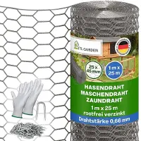 TTL Garden Hasendraht 25mx1m – 25x45mm Masche verzinkt 0,7mm Draht