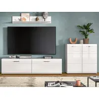 Inn.Furn Wohnwand "Cover" in weiß Hochglanz 3-teilig 255 x 160 cm