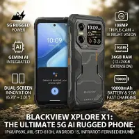 Blackview XPLORE X1 5G Rugged Smartphone, 36GB RAM+256GB, 108MP Kamera, 10000mAh Akku, 6.78" 120Hz Display, Android 15, Nachtsichtkamera, Infrarot-Fernbedienung