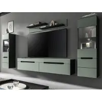 Inn.Furn Wohnwand "Cooper" Salbei Grün und Basalt Grau 4-teilig hängend / stehend 272 cm, Soft-Close