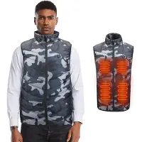 MEETWEE Herren Beheizbare Weste Winter Beheizte mit 4 Heizbereiche USB Elektrische für Outdoor Skifahren Heizweste-Tarnmuster-XL